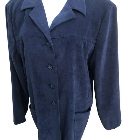 Worthington Womens Faux Suede Navy Blazer Moleskin Jacket Career 16P Classic - Picture 4 of 8